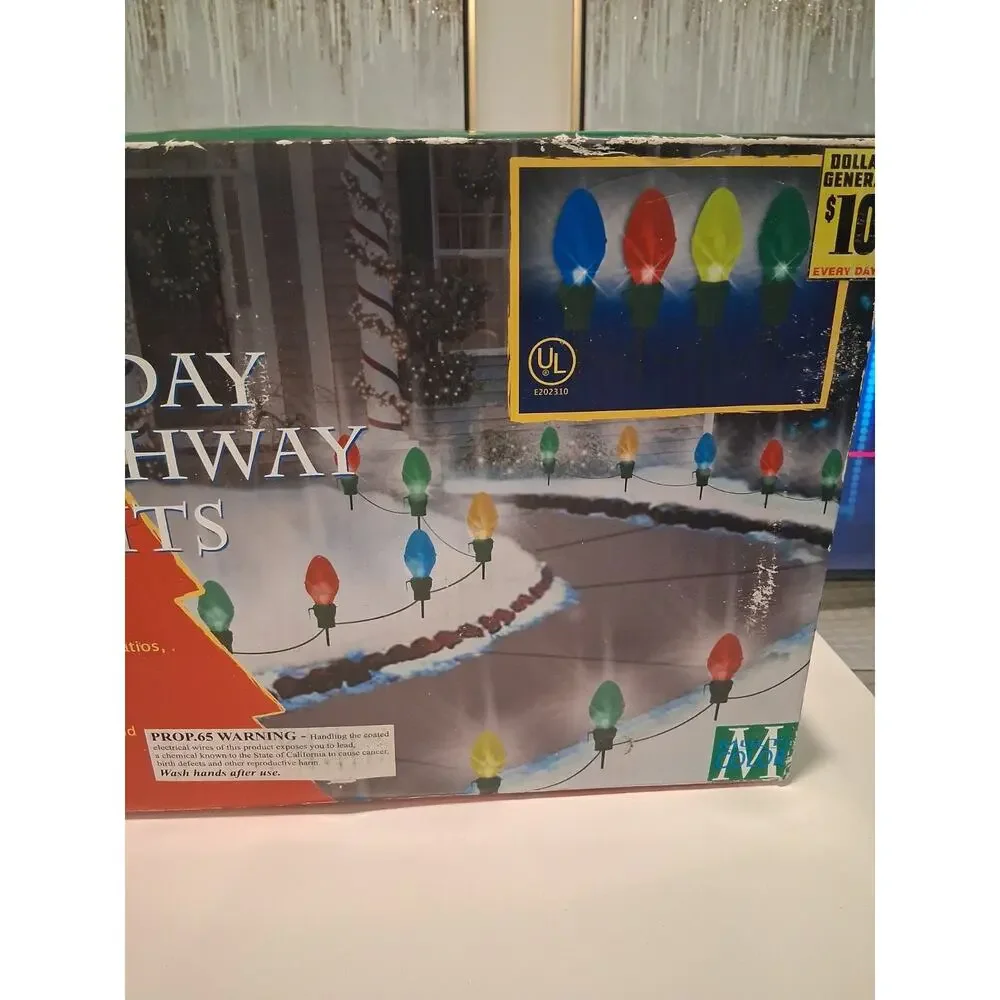 Open Box Vintage Seasons Holiday 4 Pathway Lights Multi Color Christmas Lawn